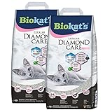 Biokat's Diamond Care Fresh Katzenstreu mit Babypuder-Duft - 2 Sack (2 x 10 L)